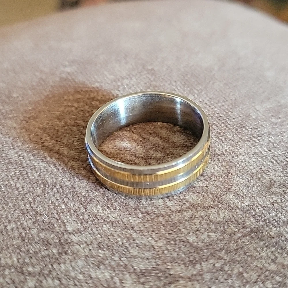 Men's Two Tone Stainless Steel Wedding Band Size 12